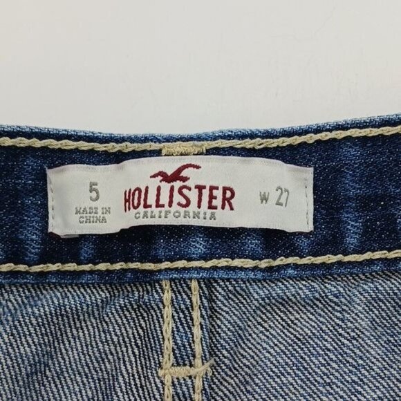 Hollister Denim Shorts Womens Size 5 Blue Distressed Frayed Hem High Rise Casual - Picture 4 of 6